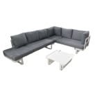 Mood loungeset matt white inclusief washed grey fabric kussens - Yoi
