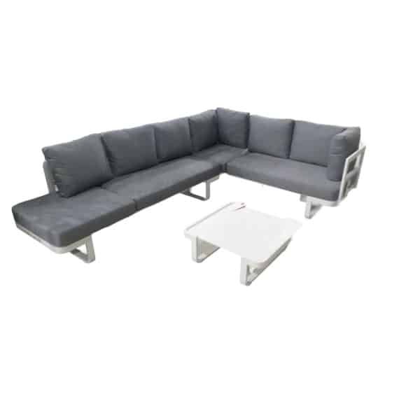 Mood loungeset matt white inclusief washed grey fabric kussens - Yoi