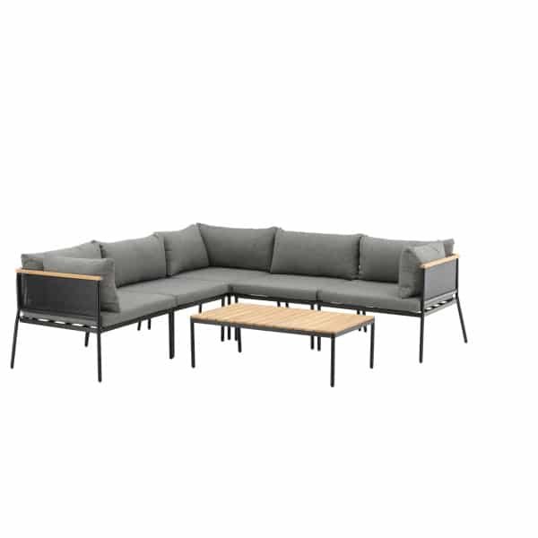 Nohr Loungeset Courtnee Met hoekbank en tafel - Grijs/Zwart
