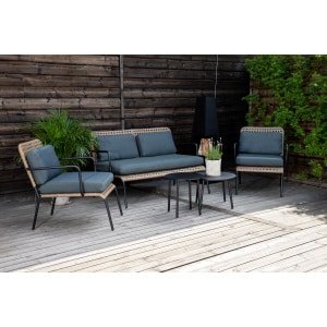 Nohr Loungeset Leontyne Met bank, 2 stoelen en tafels - Zwart