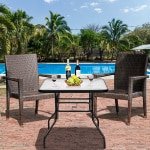 Patio Table Rechthoekige Salontafel met Tafelblad Bistrotafel Tuintafel Zwart Glazen Tafel