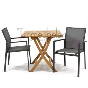 Tuinset Delia grijs stapelbaar met Milton tafel vierkant 80x80