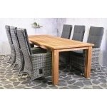 Tuinset Haria - 6 wicker stoelen met teakhouten tafel
