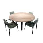 Tuinset Kaihou tafel black, teak dia. 175 cm met 4 stoelen Youkou stoel black, emerald green - Yoi