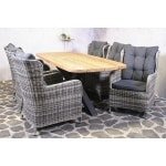 Tuinset Puerto - 6 wicker stoelen met teakhouten tafel - Showmodel Hoofddorp