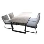 Tuinset Teeburu low dining tafel black, concretee 240x100 cm met 4 stoelen Kome lounge stoel black, rope dark grey - Yoi