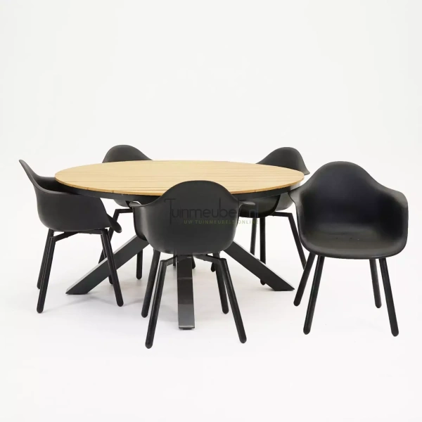 Tuinstoel Montreux zwart/zwart met Arezzo tafel 150 cm rond