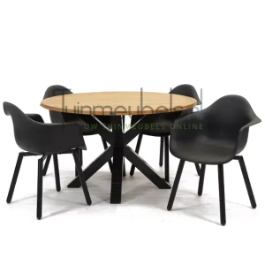 Tuinstoel Montreux zwart/zwart met Spectral tafel rond 130 cm