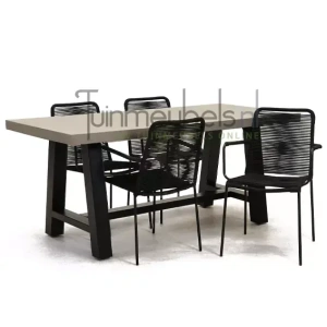 Tuinstoel Vita Luxor zwart met Cento tafel 180 cm