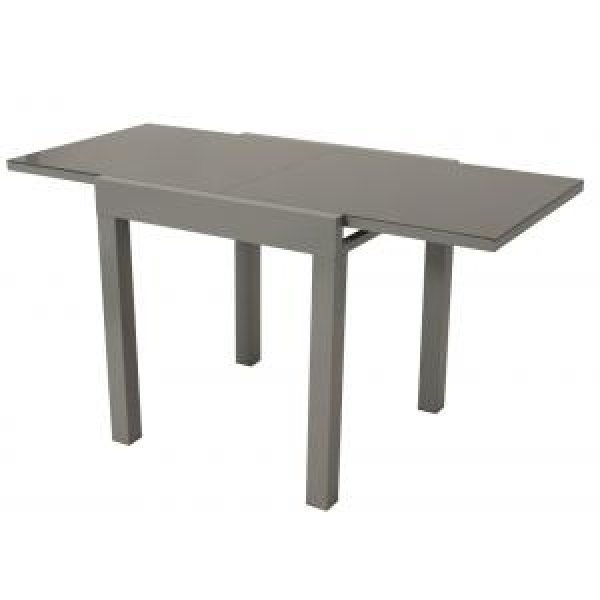 Uitschuifbare Tuintafel met glazen tafelblad 70/140 grijs