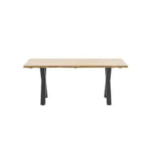 Zeus dining tafel 180x100 carbon black/teak look/X-stijl - Garden impressions