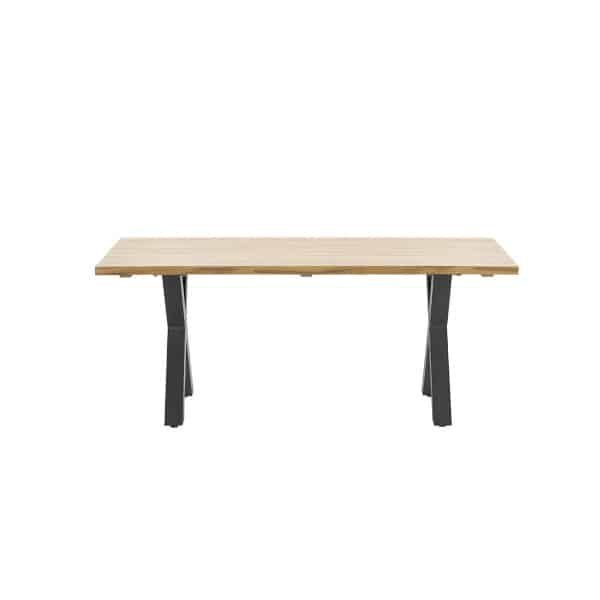 Zeus dining tafel 180x100 carbon black/teak look/X-stijl - Garden impressions