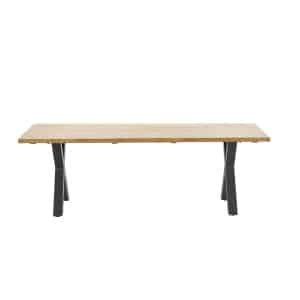 Zeus dining tafel 220x100 carbon black/teak look/X-stijl - Garden impressions