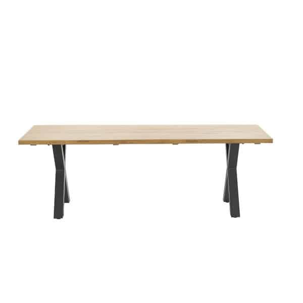 Zeus dining tafel 220x100 carbon black/teak look/X-stijl - Garden impressions