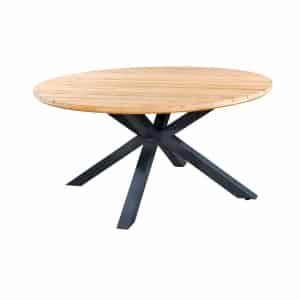 Noas dining table dia. 150 cm aluminium dark grey/teak - Yoi
