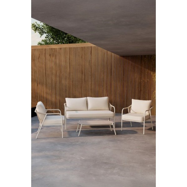 Nohr Loungeset Aleyna Met bank, 2 loungestoelen en tafel - Beige