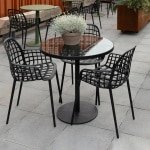 Zuiver Ronde Tuintafel Albert Glazen blad, 80cm - Zwart