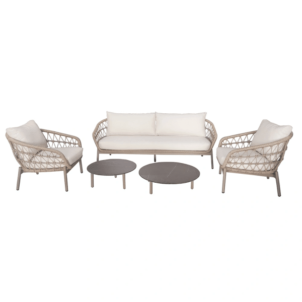 Kaprun Sofa Loungeset - Bruin/Wit Buitengewoon de Boet - Buitengewoon de boet