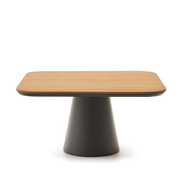 Kave Home Vierkante Tuintafel Tudons Teakhout, 148 x 148cm - Donkergrijs