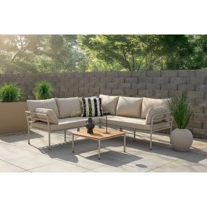 Nohr Loungeset Lakysha Met hoekbank en tafel - Beige