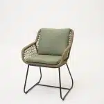 Dining Tuinstoel Portofino Olijf Groen met Groene Kussens Touw Stoel Buiten Tuin