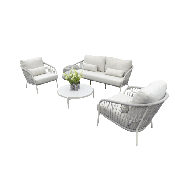 Dolce loungeset camel sand/teak/keramiek incl. natural gravel kussens - Suns