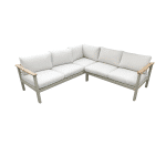 Flint cornerset natural taupe/acacia light teak look incl. ivory olefin kussens - Eurofleur aanbieding