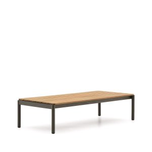 Kave Home Outdoor Salontafel Sorells Teakhout en groen aluminium, 149 x 63cm,