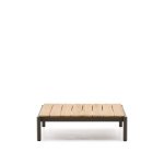 Kave Home Outdoor Salontafel Sorells Teakhout en groen aluminium, 89 x 91cm - Donkergroen