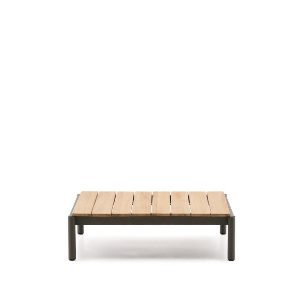 Kave Home Outdoor Salontafel Sorells Teakhout en groen aluminium, 89 x 91cm - Donkergroen