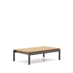 Kave Home Outdoor Salontafel Sorells Teakhout en groen aluminium, 91 x 57cm - Donkergroen