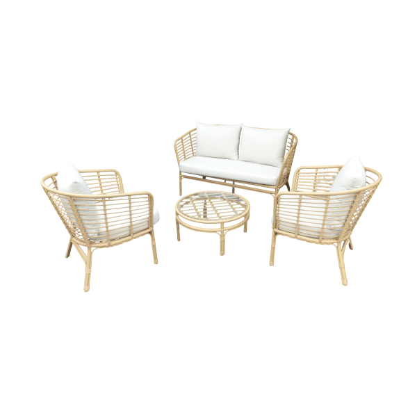 Kuching loungeset light bamboo incl. royal sand kussens - Eurofleur aanbieding