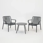 Loungeset Porto 2x Vita Porto Loungestoel met Santo Bijzettafel Zwart Balkon Set Vita