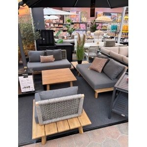 Lunar loungeset acacia white wash/rope dark grey/mystic grey - Driesprong collection