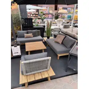 Lunar loungeset acacia white wash/rope dark grey/mystic grey - Driesprong collection