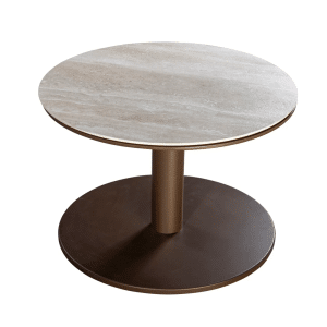 Millor side table dia. 60x45 cm aluminium bronze/travertin - Yoi