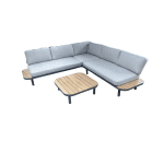 Moa cornerset antraciet/acacia incl. royal stone grey kussens - Eurofleur aanbieding