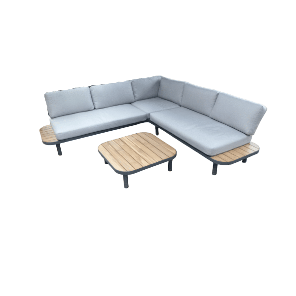 Moa cornerset antraciet/acacia incl. royal stone grey kussens - Eurofleur aanbieding