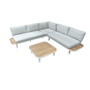 Moa cornerset taupe/acacia incl. royal stone green kussens - Eurofleur aanbieding