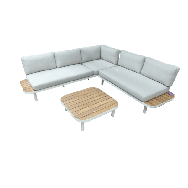 Moa cornerset taupe/acacia incl. royal stone green kussens - Eurofleur aanbieding