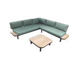 Moa cornerset zwart/acacia incl. royal stone green kussens - Eurofleur aanbieding
