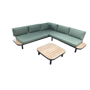 Moa cornerset zwart/acacia incl. royal stone green kussens - Eurofleur aanbieding