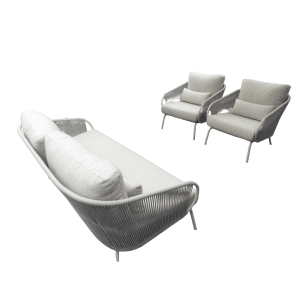 Nappa loungeset camel sand/teak/keramiek incl. natural gravel kussens - Suns