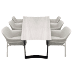 Set van Teeburu tafel 240x100x76 cm travertin en 6 Take stoelen salix/wheat - Yoi