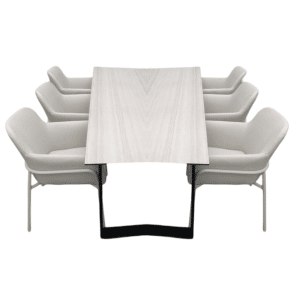 Set van Teeburu tafel 240x100x76 cm travertin en 6 Take stoelen salix/wheat - Yoi