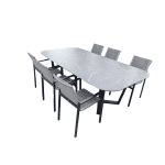 Set van Teeburu tafel 240x120x76 cm oval slate en 6 Ishi stoelen zwart/grijs - Yoi