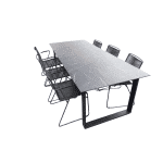 Set van Teeburu tafel 240x120x76 cm slate en 6 Jason stoelen lava - Yoi
