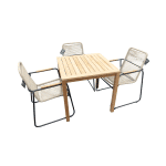 Set van Trento tafel 80x80x75 teak en 4 Wasabi stoelen naturel incl. kussen - Yoi