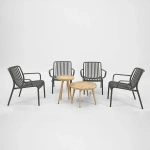 Tuinset Porto Loungestoel Grijs met Melfort Bijzettafels Bistroset