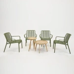 Tuinset Porto Loungestoel Groen met Melfort Bijzettafels Bistroset